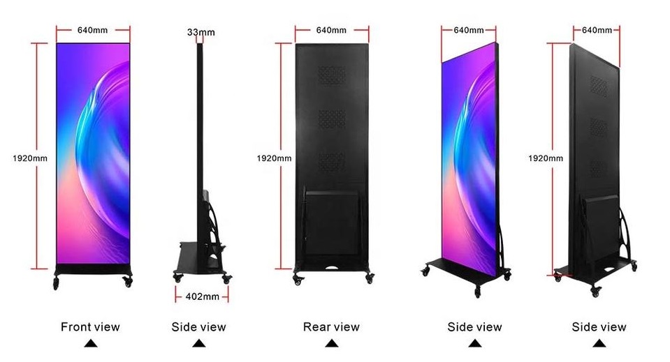 Three viewing sides and the size of poster led screen
